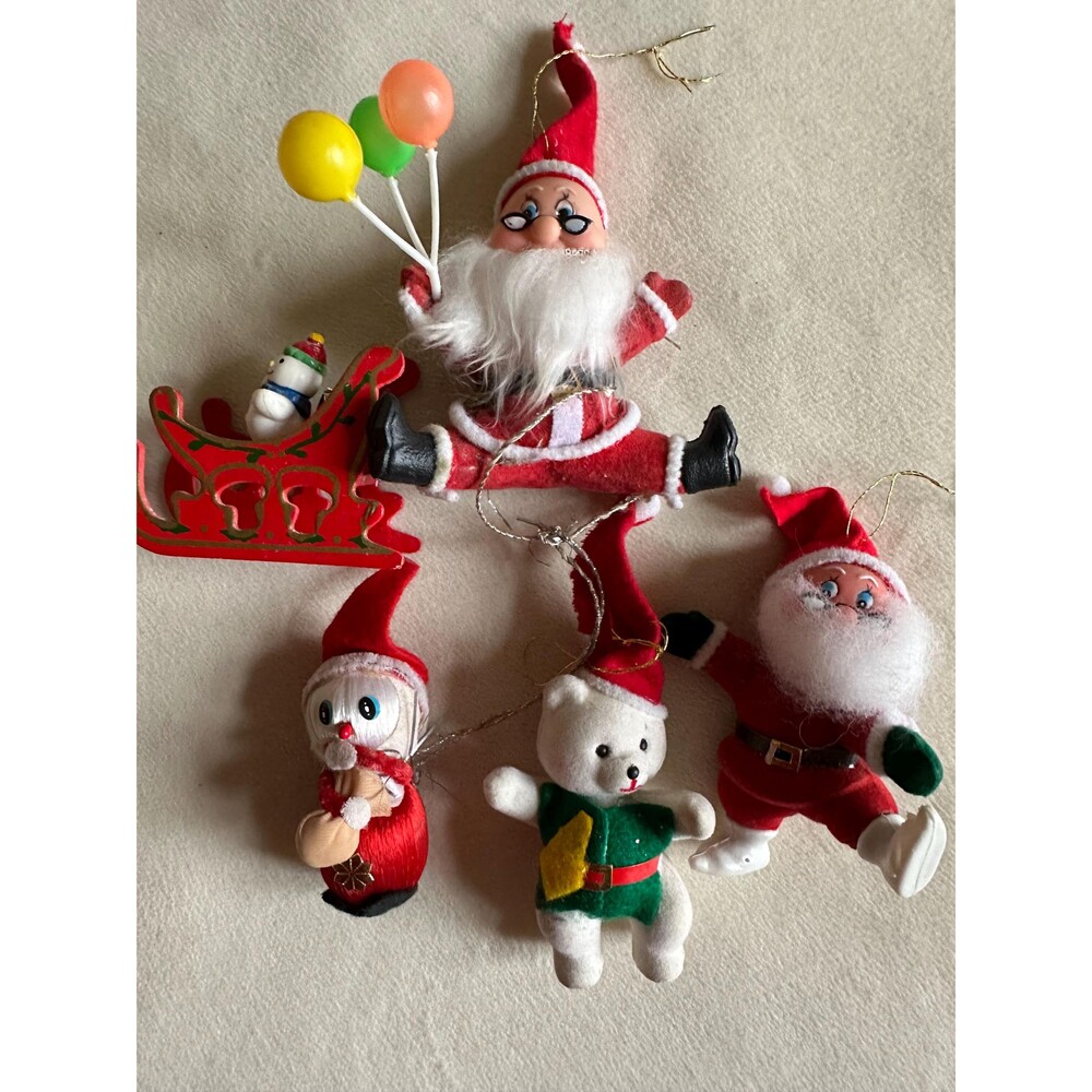 MCM 1960’s x 5 Christmas Tree ornaments: Santa, Christmas, holidays tree decor.